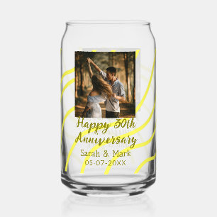 Yellow golden photo 30th wedding anniversary name can glass
