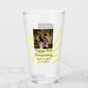 Yellow golden photo 30th wedding anniversary name glass