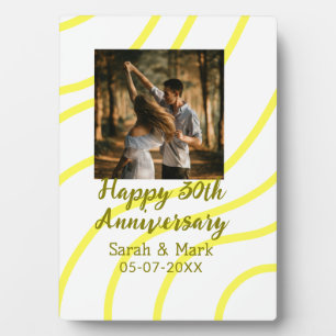 Yellow golden photo 30th wedding anniversary name  plaque