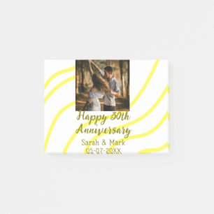 Yellow golden photo 30th wedding anniversary name post-it notes