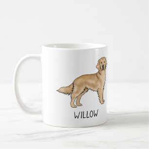 Yellow Golden Retriever Cartoon Dog Custom Name Coffee Mug