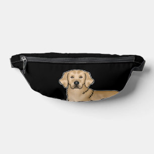 Yellow Golden Retriever Cartoon Dog Head Black Bum Bags