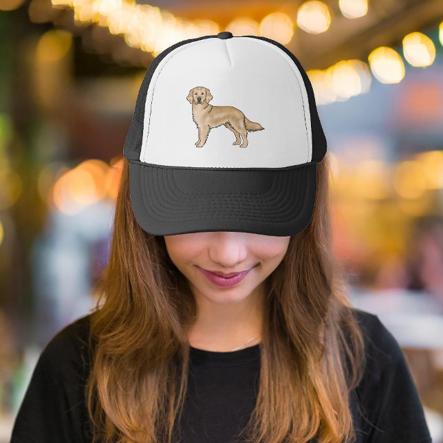Yellow Golden Retriever Cute Cartoon Dog Art Trucker Hat (Creator Uploaded)