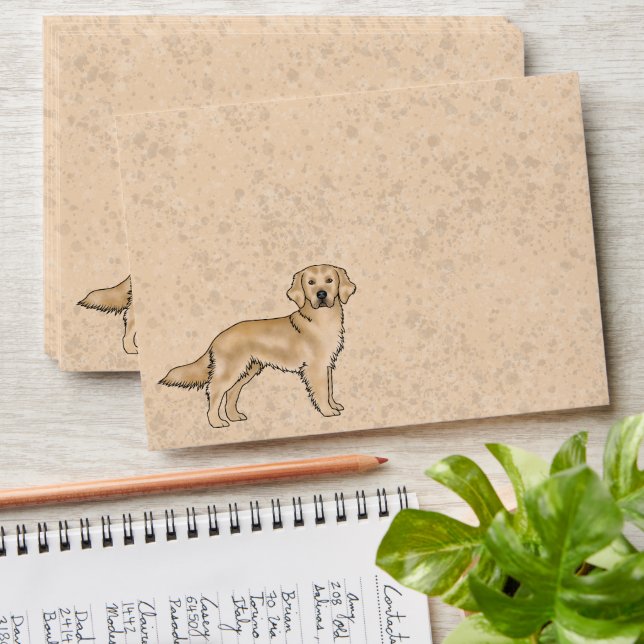 Yellow Golden Retriever Cute Cartoon Dog Beige Envelope (Stacked)