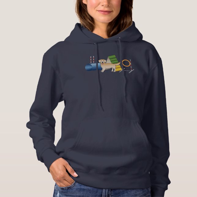 Yellow Golden Retriever With Agility Equipment Hoodie (Front)