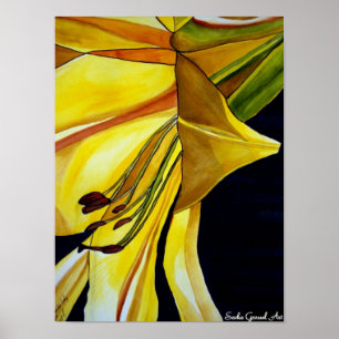 Yellow Golden Splendor lily original art Poster