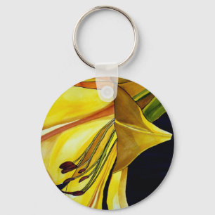 Yellow Golden Splendour lily original art Key Ring
