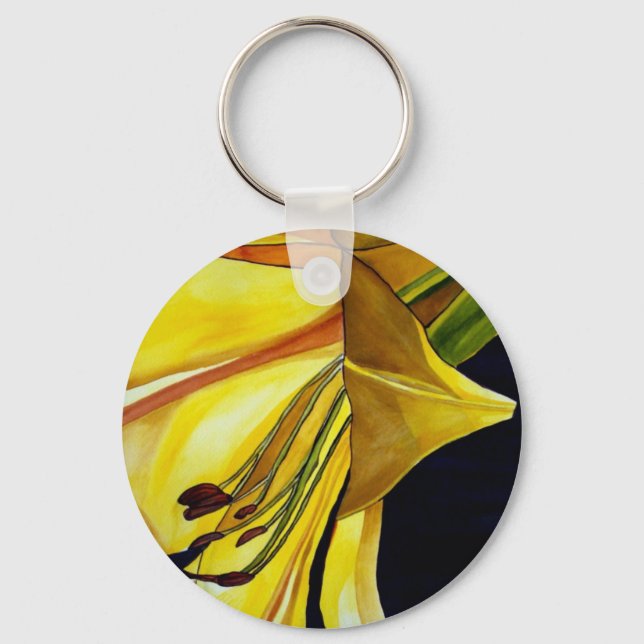 Yellow Golden Splendour lily original art Key Ring (Front)