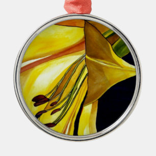 Yellow Golden Splendour lily original art Metal Tree Decoration
