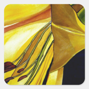 Yellow Golden Splendour lily original art Square Sticker
