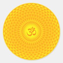 Yellow Golden Sun Lotus flower meditation wheel OM