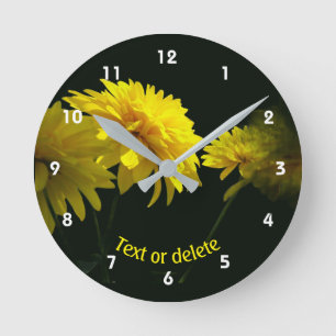 Yellow Goldquell Flowers Personalised Round Clock