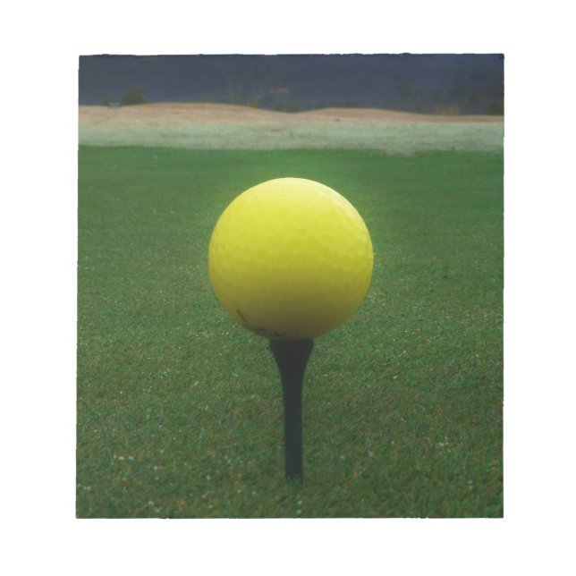 Yellow Golf Ball on a mountain golf course Notepad (Front)