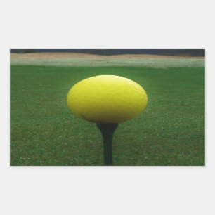 Yellow Golf Ball on a mountain golf course Rectangular Sticker