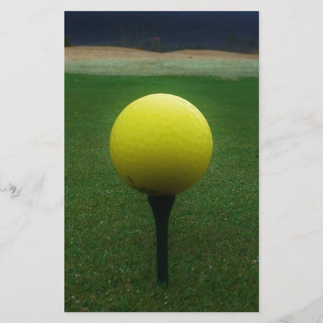 Yellow Golf Ball on a mountain golf course Stationery (Front)