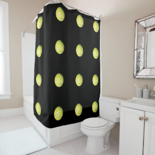 Yellow Golf Balls On Black, Shower Curtain