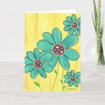 Yellow Goofy Flowers Greeting Card