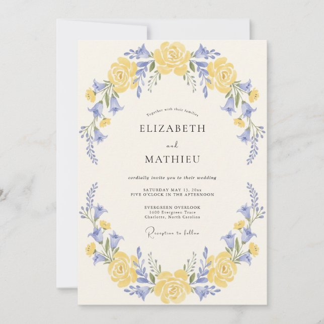 Yellow Graceful Meadow Wedding Invitation (Front)