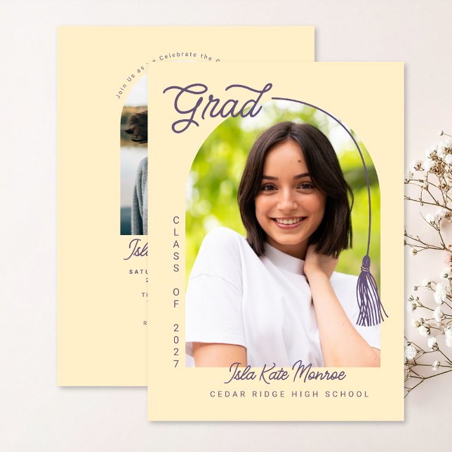 Yellow Grad Announcement and Invitation with Photo (Creator Uploaded)