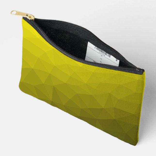 Yellow gradient geometric mesh pattern accessory pouch (Open)