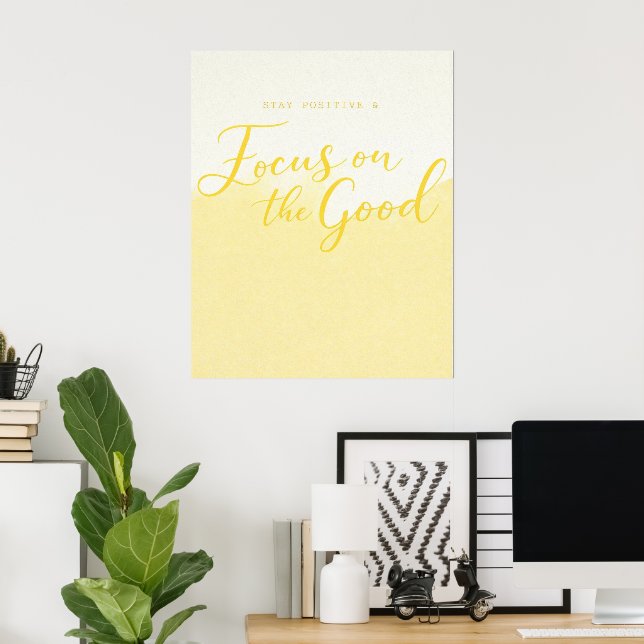 Yellow Gradient Positivity Quote – Minimalist Wall Poster (Home Office)