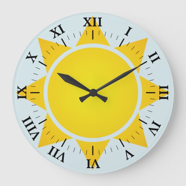 Yellow Gradient Sun with Black Roman Numerals Large Clock (Front)