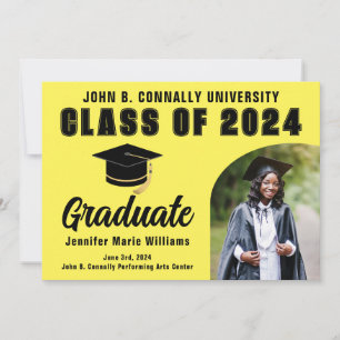 Yellow Graduate Personalised 2024 Graduation Party Announcement