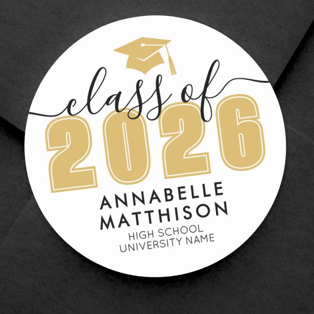 Yellow Graduation Classic Round Sticker (Graduate Yellow Graduation Classic Round Sticker)