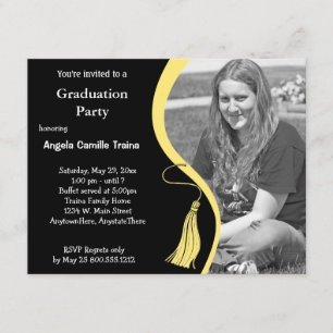 Yellow Graduation Horizontal Photo Invitation