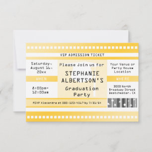 Yellow Graduation or Party Admission Ticket Invitation