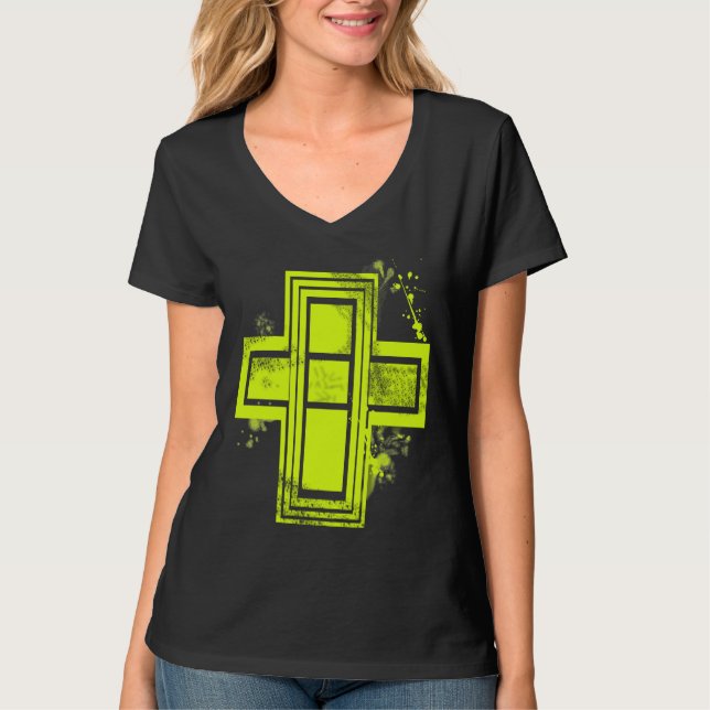 Yellow Graffiti Cross T-shirt (Front)