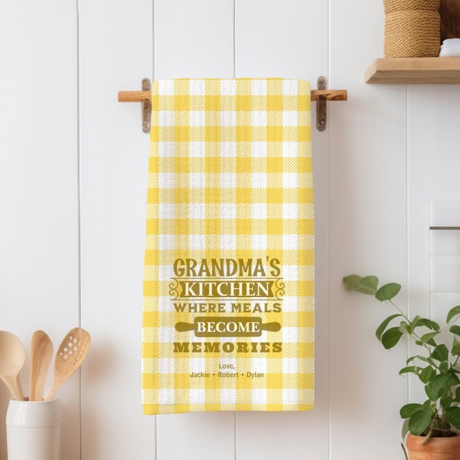 Yellow Grandma Meals Become Memories  Tea Towel (Creator Uploaded)
