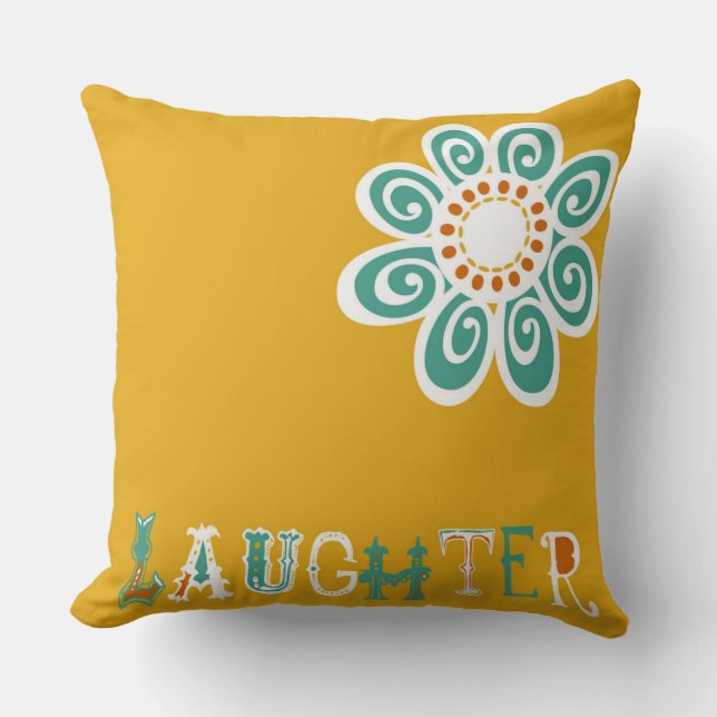 Yellow graphic flower laughter pillow (Front)