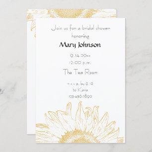 Yellow Graphic Sunflower Bridal Shower Invitation
