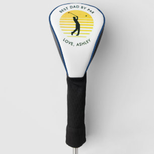 Yellow Graphic Sunset “Best Dad Love leather Golf Head Cover