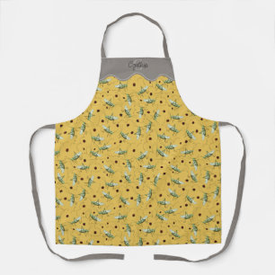 Yellow Grasshopper Pattern Apron