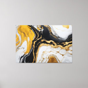 Yellow, gray and black Abstract Frame in Canvas Print