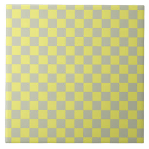 Yellow + Gray Check Checkered Checkerboard Pattern Tile