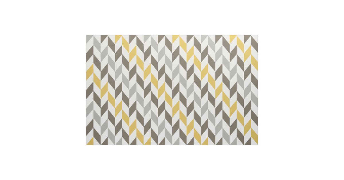 Yellow & Gray Chevron Pattern Fabric Zazzle
