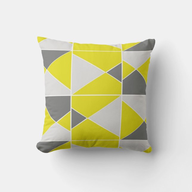 Yellow Gray Pattern - Throw Pillow (Front)