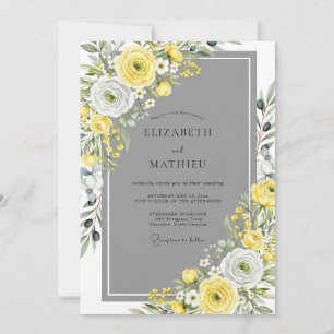 Yellow Gray Stylish Spring Wedding Invitation