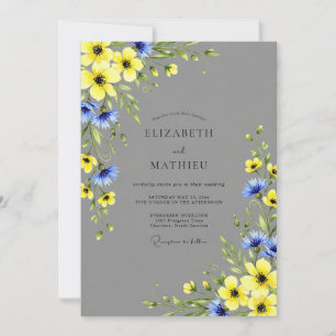 Yellow Gray Vibrant Meadow Wedding Invitation