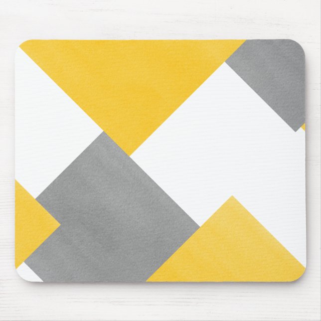 Yellow Gray White Geometric Mouse Mat (Front)