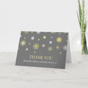 Yellow Gray Winter Bridal Shower Thank You Card