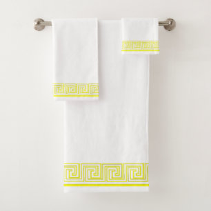 Yellow Grecian Frieze Design Bath Towel Set