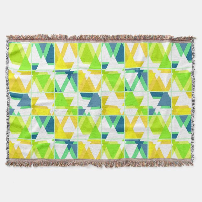 Yellow green abstract throw blanket (Front)