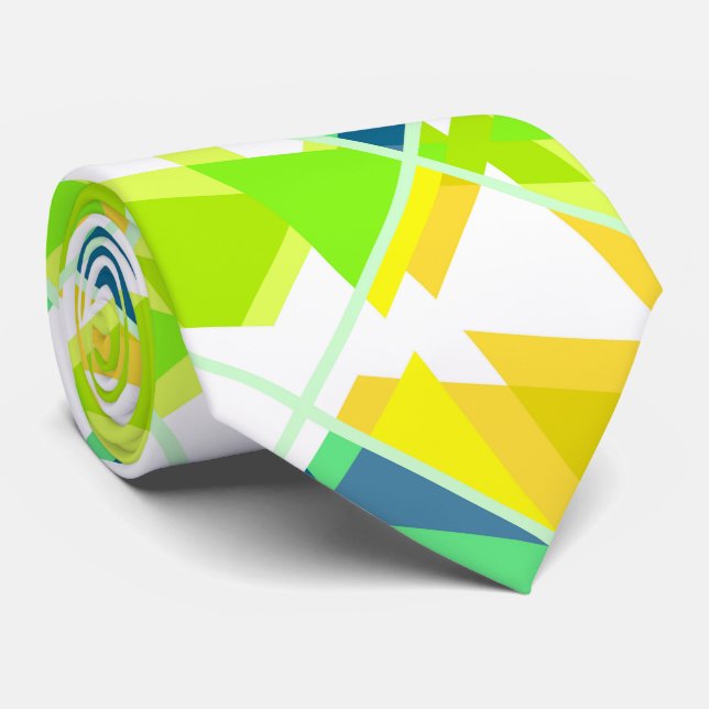 Yellow green abstract tie (Rolled)