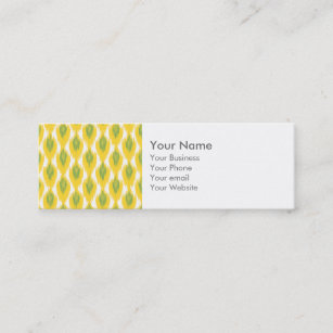 Yellow Green Abstract Tribal Ikat Diamond Pattern Mini Business Card