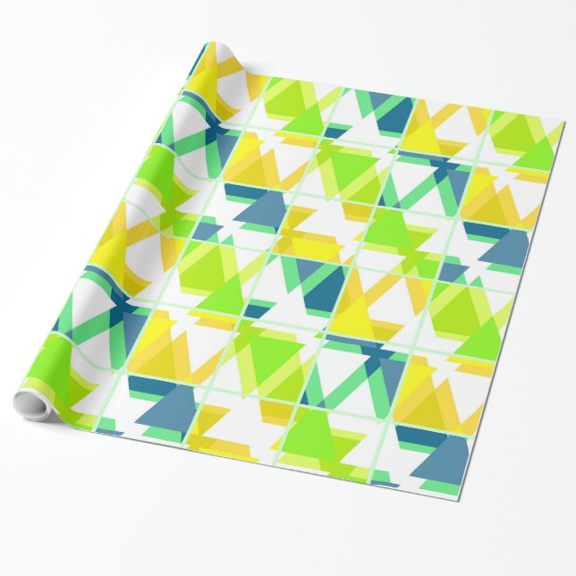 Yellow green abstract wrapping paper (Unrolled)