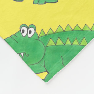 Yellow Green Alligator Crocodile Gator Croc Animal Fleece Blanket